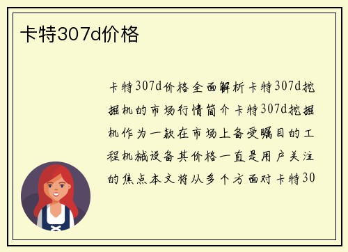 卡特307d价格
